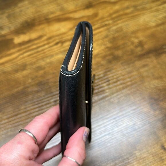 Dooney Bourke Dillen Black Leather Checkbook Clutch Large Wallet Vintage Retro - Picture 10 of 11